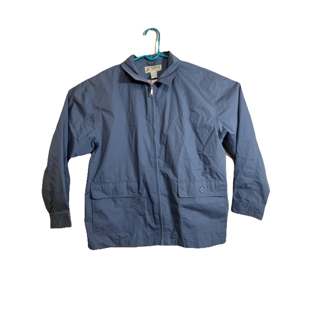 Vintage Haband‎ Canvas Shell WindBreaker Pockets Full Zip Size L, Large Blue
